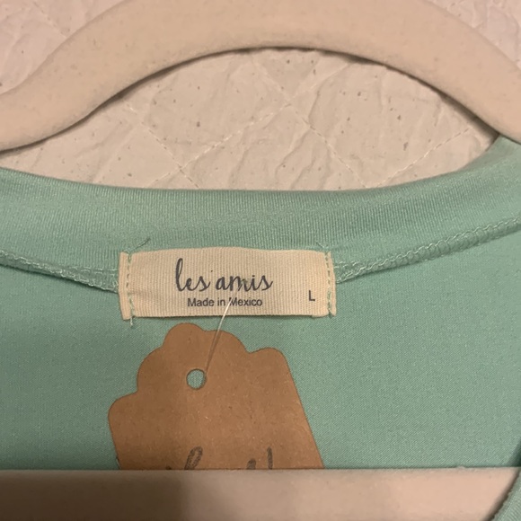 NWT les amis mint green, puff sleeve sheer with polka dots - Picture 3 of 4